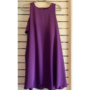 Ann Taylor Loft woman dress size large purple sleeveless ruffled back mini loose